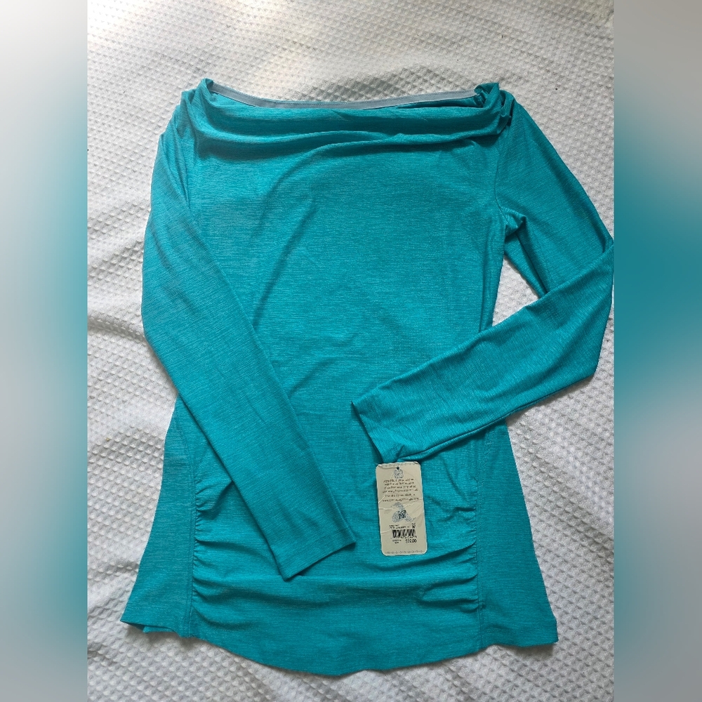 MIX AND MATCH 5/25$ Apana YOGA Blue Ruched Long Sleeve Blouse